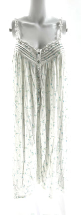 Womens Size XL Eileen West Nightgown Sleepwear White With Blue Flowers - TheRealThreads
